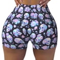 thumbnail image 2 of Lsque Blue Skull Flower Pattern High Waisted Biker Shorts for Women-Tummy Control Fitness Athletic Workout Running Yoga Gym Shorts,Moisture-Wicking-Large, 2 of 9