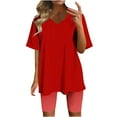 thumbnail image 1 of Blusas para las Mujeres Casual Impreso Cuello en V Manga Corta Blusa Pantalones Cortos, Conjuntos de Ropa para las Mujeres, 1 of 5