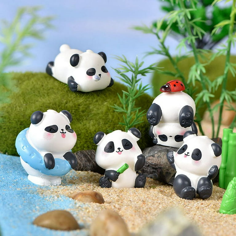Mini Panda Figurine DIY Chinese Bear Terrarium Decor Bamboo Home Decor  Giant Panda Desktop Ornaments Micro Landscape Figurines Fairy Garden  Miniature 5 