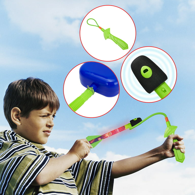 Fun Outdoor Play Toy Rocket Launcher for Kids with Foot Launch Pad &  Hand-held slingshot LED Colorful Air Powered Foam Tipped Rockets for Gift 