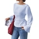 thumbnail image 3 of Camisas de Larga para Mujer, Tops Cortos de Otoño, Cuello , Mangas Acampanadas, Acanalados, con Cordones, Ropa Y2K XXL, 3 of 8
