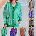 thumbnail image 1 of Hot6sl Womens Knitted Contrasting Cardigan Sweater V-neck Sweater, 1 of 5