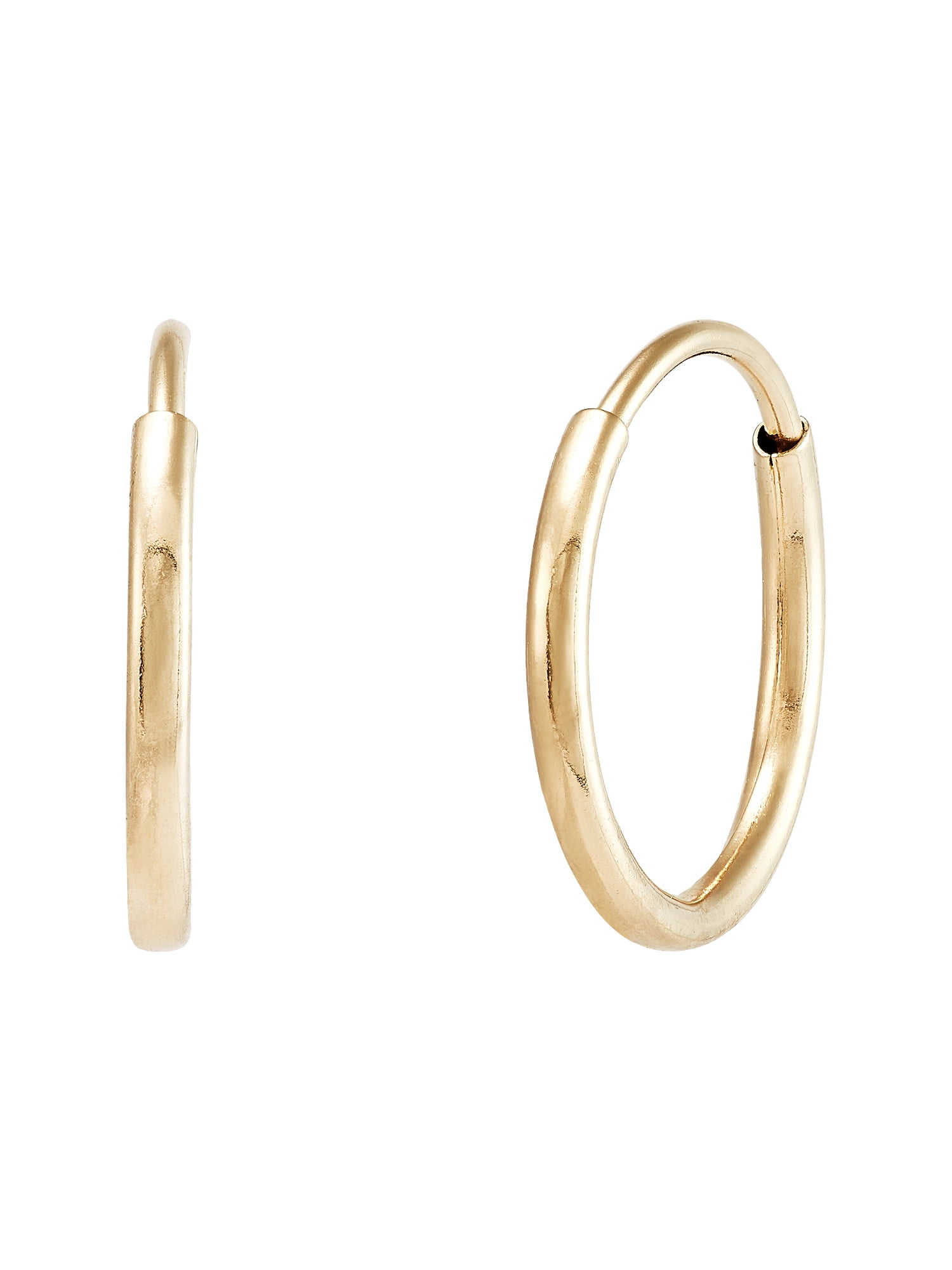Brilliance Fine Jewelry Girls 10K Yellow Gold 10MM and 14MM Endless Hoop Earrings Set