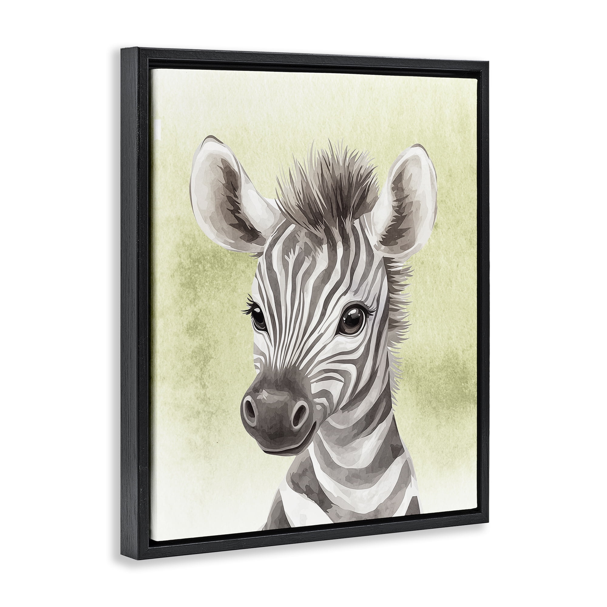 Stupell Industries Jungle Friends Baby Zebra Black Framed Floater Canvas Wall Art, design by Christine Simpson Art