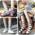 thumbnail image 4 of 5 Pairs Retro Style Colorful Striped Socks, Cute Athletic Crew socks for Women, 4 of 6