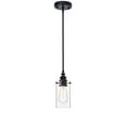 thumbnail image 3 of Warehouse of Tiffany Tedosha 1-Light Black Pendant Lamp with Glass Cylinder Shade, 3 of 4
