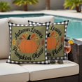 thumbnail image 4 of Fall Pumpkins Outdoor Waterproof Pillow Covers, Thanksgiving Autumn Leaves Rustic Checkered Decorative Square Throw Pillowcase Sofa Cushion Sham for Patio/Couch/Chair, 16"x16" 2 Pack, 4 of 8