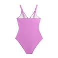 thumbnail image 4 of Fartey Women's One Piece Solid Color Swimsuit Tummy Control Slimming Bathing Suit Spaghetti Straps Swimsuits Fashion Elegant V Neck Ruched Swimwear Purple S-2XL, 4 of 9