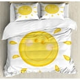 thumbnail image 1 of Smile Duvet Cover Set King Size, Illustration of a Smiling Sun Cheerful Character on a Plain Background, Decorative 3 Piece Bedding Set with 2 Pillow Shams, Mustard Orange and White, by Ambesonne, 1 of 3