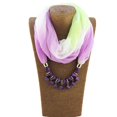 thumbnail image 3 of Bufanda de mujer, bufanda, collar, pañuelo para el cuello, ropa de gasa, elegante protección solar, bufanda envolvente con collar, joyería para el verano, otoño púrpura/verde. Afortunado Sencillez, 3 of 5