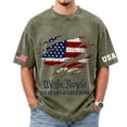 thumbnail image 2 of Youpwaven Men's 250th Anniversary USA Graphic T-Shirt, Vintage Washed We The People Patriotic Tee, Loose Fit Short Sleeve 1776-2026 Commemorative Top, 2 of 5