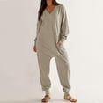 thumbnail image 3 of HSHMT Womens Jumpsuits Women's Casual Loose Jumpsuits Long Sleeve V Neck Oversized Rompers Baggy Overalls Pajamas, 3 of 8
