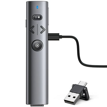 QQV Presentation Clicker, 2-in-1 USB Type C Wireless Presenter Remote with Volume Control - Slide Advancer for PowerPoint, Mac, Computer, Laptop