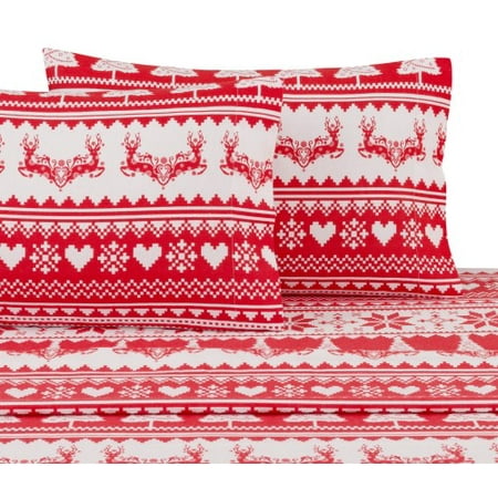 Mainstays Twin Flannel Sheet Set, Christmas Deer - Walmart.com