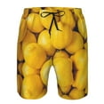 thumbnail image 4 of Kll Ripe Yellow Lemon Men'S Casual Summer Beach Shorts Hawaiian Shorts With Pockets-Medium, 4 of 9