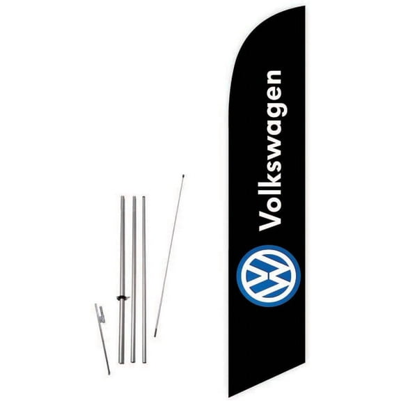 Cobb Promo Volkswagen (Black) Feather Flag with Complete 15ft Pole kit and Ground Spike