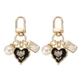 thumbnail image 1 of 2 Piezas Llavero Corazón Encanto para Mujeres, Encanto de Bolsa de Metal con Corazones, Tulipanes y Perlas para Llavero (Negro/Blanco/Dorado), 1 of 6