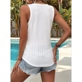 thumbnail image 6 of Fashion Button Embroidered Eyelet Tank Top Women Summer Tops Casual Country V Neck Tee Shirts Sleeveless Loose Blouse White M, 6 of 8