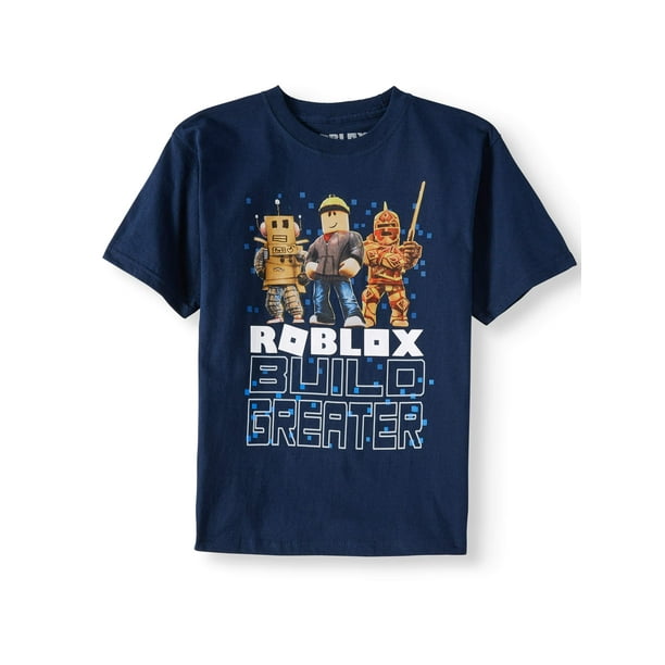 Roblox Roblox Build Greater Short Sleeve Graphic T Shirt Sizes 4 16 Walmart Com Walmart Com - blue t shirt over black sweater roblox
