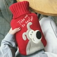 thumbnail image 4 of 1000ml Warm Water Bag Knitted Cover Thickened Water Injection Rubber Soft Cute Plush Hot Water Bottle for Office, 4 of 8