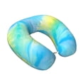 thumbnail image 2 of U-Shaped Pillow 11.8×9.8in With Pillow Core Comfortable Soft Invisible Zipper For Daily Travel Driving Office Lightseagreen Tie-Dye Background Vibrant Colors And Swirling (2), 2 of 8