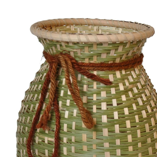 Woven Bamboo Planter Vase Storage Decorative Fish Creel Basket for Table  Home Floral Arrangement Kitchen Children Dance Props , 12x16cm 