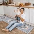 thumbnail image 5 of Findosom 2pcs Kitchen Rugs, Washable Boho Farmhouse Kitchen Mats for Floor, Non Slip Thick Indoor Kitchen Floor Mat Carpet Runner Rugs for Entryway Hallway Laundry Home Decor 20"x32"+20"x59" Blue, 5 of 8