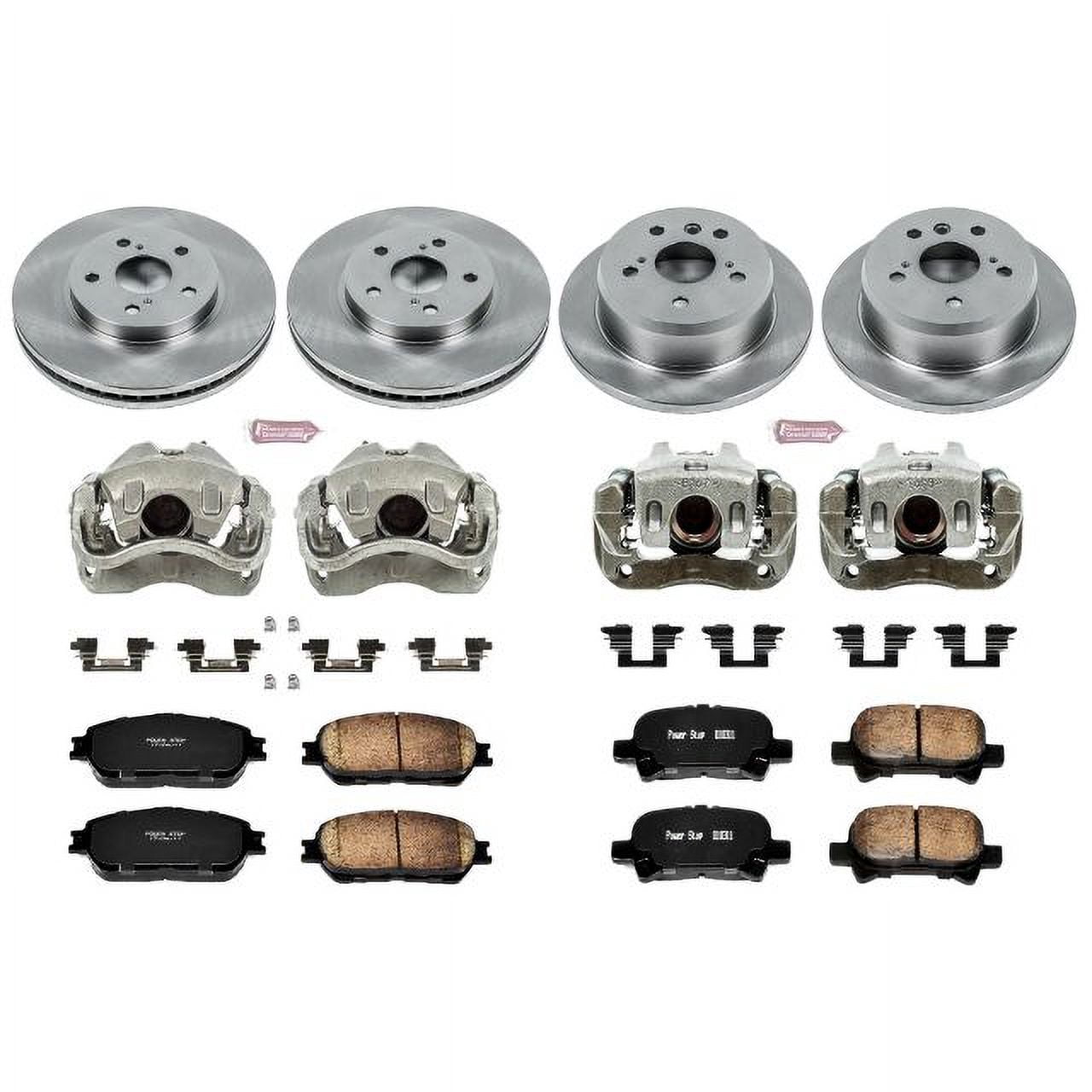 PowerStop Front and Rear Stock Replacement Brake Pad and Rotor Kit with Calipers Fits: TOYOTA Select Models KCOE5482
