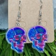 thumbnail image 5 of Dia De Los Muertos Halloween Earrings Day of the Dead Acrylic Rose Sugar Skulls, 5 of 8