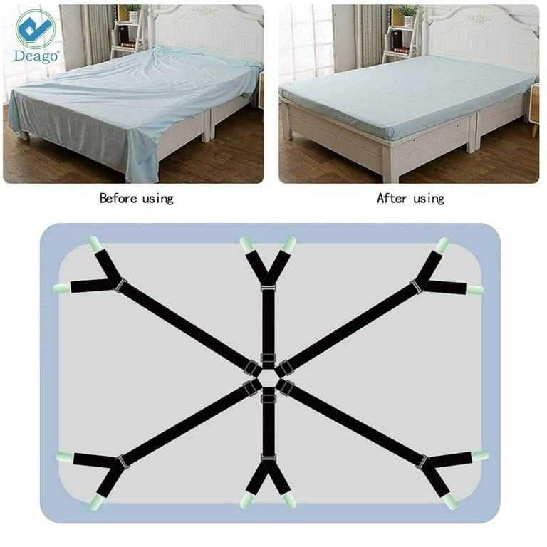 Blancho Bedding Set of 4 Adjustable Bed Sheet Fasteners Bed Sheet