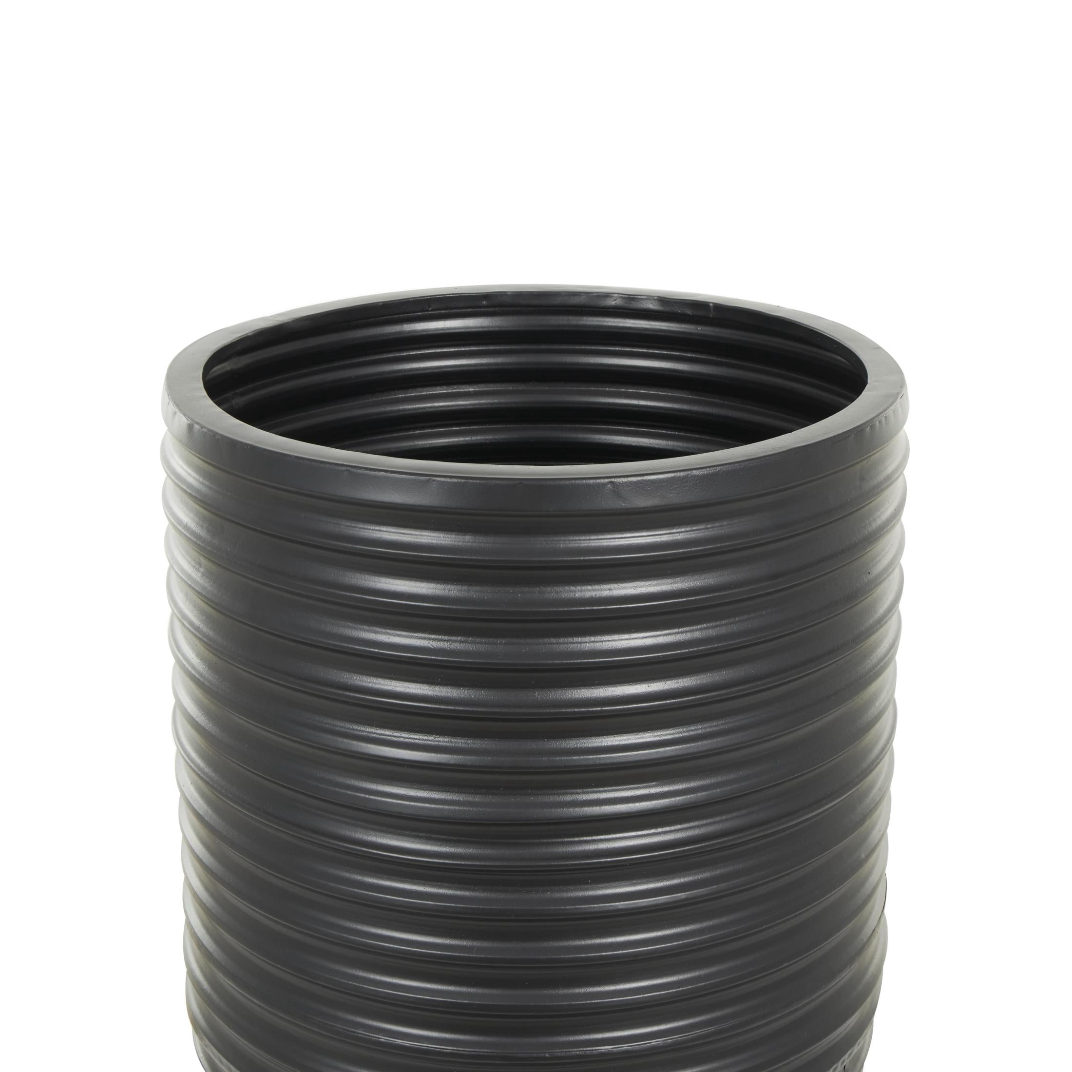 DecMode 46", 35", 27"H Ribbed Tall Floor Black Metal Vase with Horizontal Grooves, Set of 3