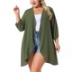 thumbnail image 1 of Cárdigans de mujer plus size Agnes Orinda, con mangas de murciélago 3/4, de poliéster, cárdigan casual 2X en verde ejército, 1 of 5