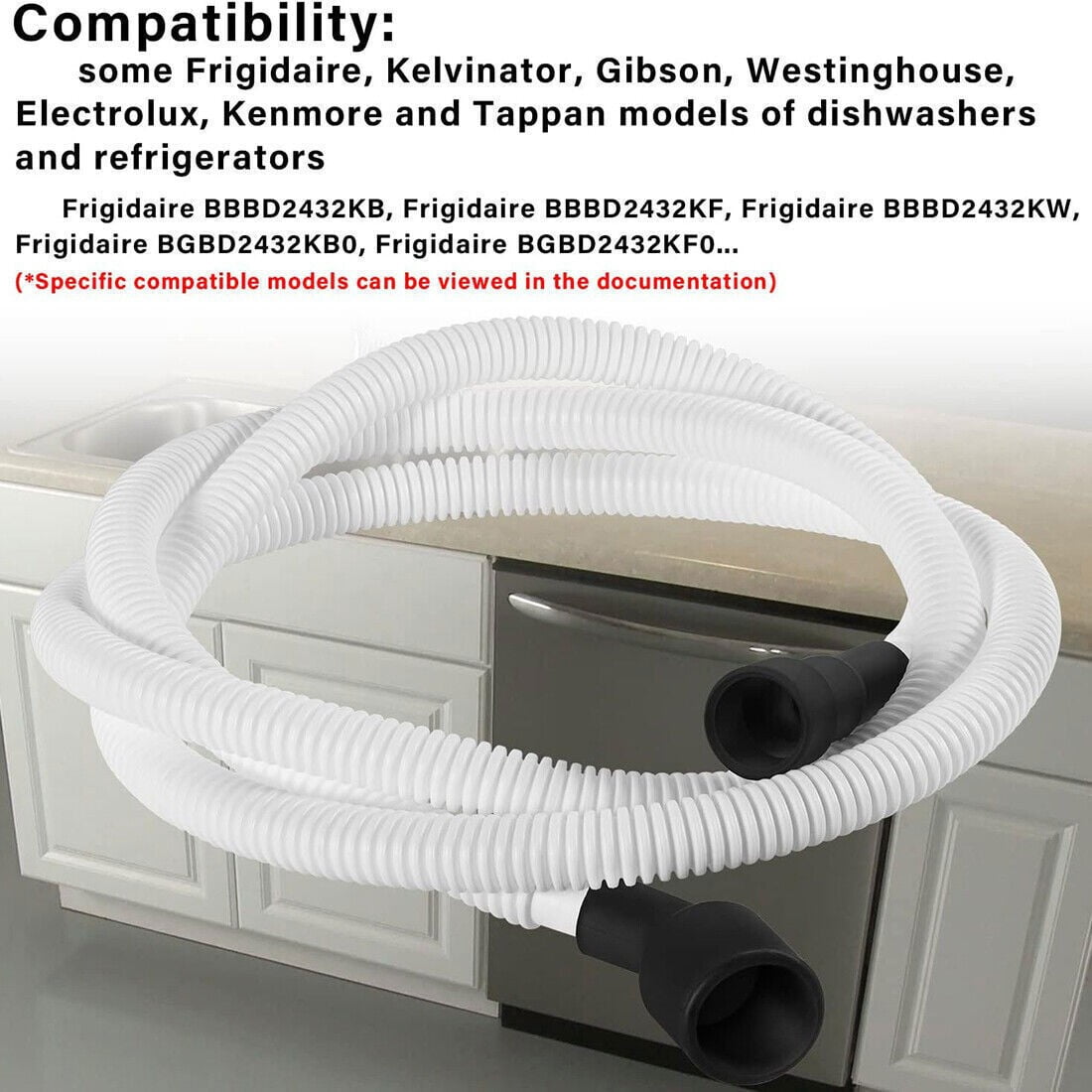 807117001 Drain Hose, Compatible with Some Frigidaire and Electrolux Dishwashers