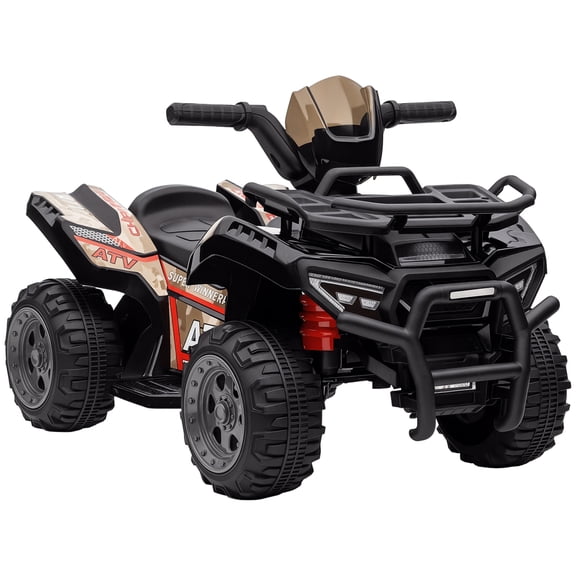 Aosom VTT pour Enfants à Chevaucher, Quad, Voiture Quatre Roues avec Musique, Moto à Batterie 6 V pour 18 à 36 Mois, Noir