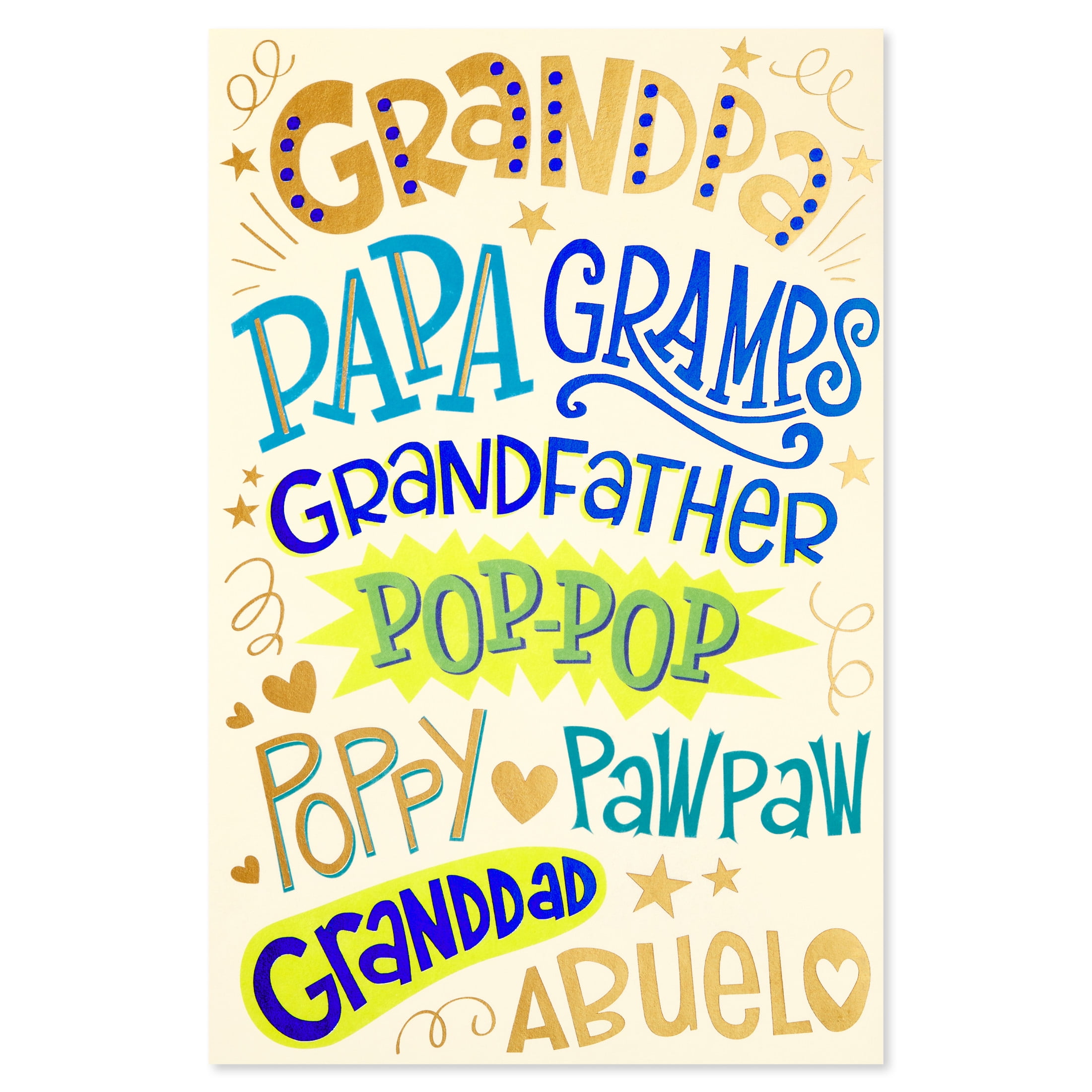 American Greetings Father's Day Card for Grandfather from Kids, Loving Nickname Typography Design, Includes Envelope
