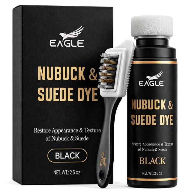 Tinte para gamuza y nobuk Eagle negro con aplicador y cepillo