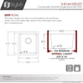 thumbnail image 4 of Stylish Dual Mount 16" White Composite Granite Single Bowl Kitchen Sink with Strainer S-816H, 4 of 7