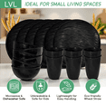 thumbnail image 5 of Unbreakable Dinnerware Sets, Rock Texture Bowls Sets for 18PCS, Microwave & Dishwasher Safe, Eco-Friendly, Perfect for Dinners, Buffets, and Events- Black, 5 of 7