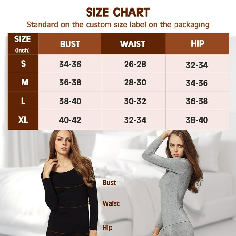 Womens Thermal Underwear Set Winter Warm Fleece Lined Top Bottom Long Johns