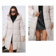 thumbnail image 6 of Female Hooded Long Puffer Coat Winter Warm Full Zip Quilted Jacket with Pockets Cream White L, 6 of 9