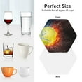 thumbnail image 6 of Honeii Tennis Ball On Fire And Water Print Leather Coaster Set of 4, Ideal for Safeguarding Your Furniture from Drinks Spills and Effortless Cleanup-Hexagon, 6 of 6