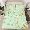 thumbnail image 2 of Castle Fairy Cartoon Lion Giraffe Elephant 4 Pieces Queen Sheet Sets for Preppy Child,Jungle Animal Ultra Soft Flat Sheet,Chic Floral Wildlife Queen Fitted Sheet,Breathable Home Decor, 2 of 7