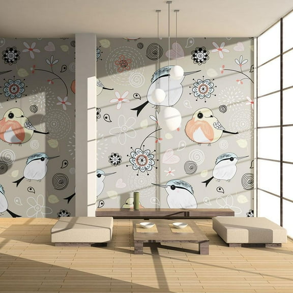 Tiptophomedecor Animal Wallpaper Wall Mural - Natural Pattern With Birds