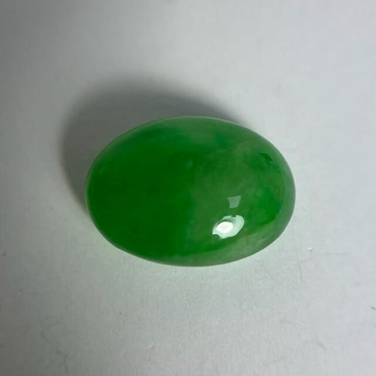 Natural Oval Double Cabochon 13.02ct Green Jadeite Jade GIA