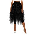 thumbnail image 1 of DAFEI Women Short Skirt Loose Sequin Skirt A-Line Fairy Patterned Elastic Waist Ruffle Layered Midi Skirt, 1 of 6
