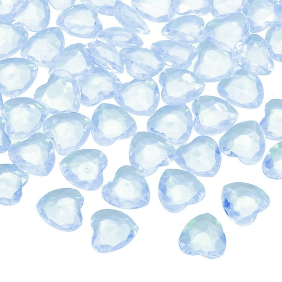 Acrylic Heart Rhinestone, 12mm Crystal Gems Rhinestone Plastic Gems Jewelry Stickers, Light Blue 100 Pcs