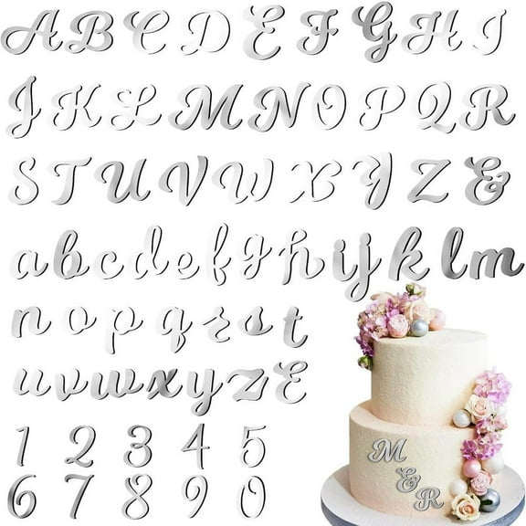 64 Pcs Acrylic Cake Decoration Including Alphanumeric Cake Decoration Personalized Cake Number Ornaments Wedding Birthday Party Anniversary Christmas Decorations