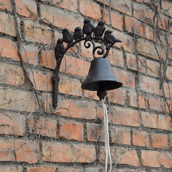 WHAMVOX Vintage Cast Iron Dinner Bell with Rope for Wall Mounting Black 6.5 Inch