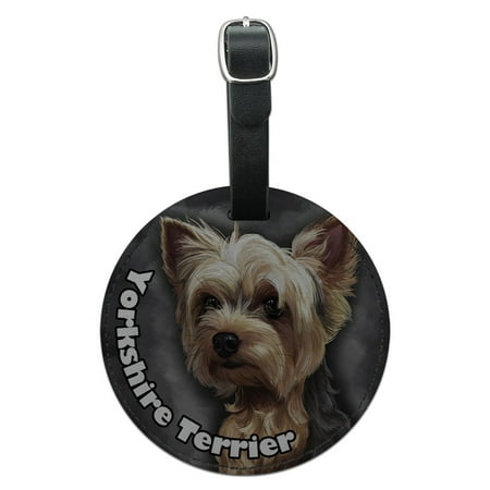 - Graphics and More Yorkshire Terrier Yorkie Dog Pet Round Leather Luggage ID Bag Tag