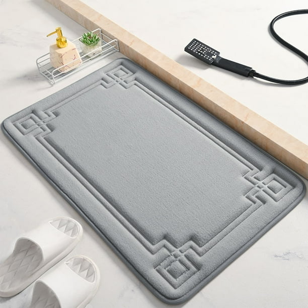 Bathroom Water Absorbent Door Mat Dry Entry Mat For Shower Room Solid Color Non Slip Rug For Toilet Entrance
